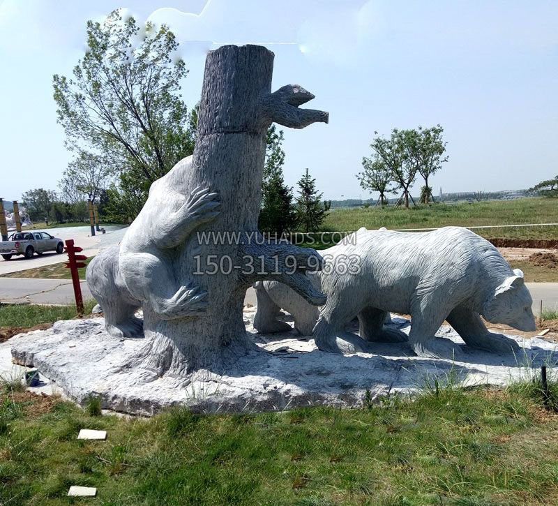 石雕狗熊公園動物雕塑