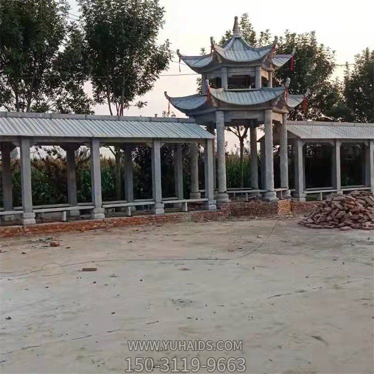 大理石雕刻仿古建筑長(zhǎng)廊涼亭公園擺件雕塑