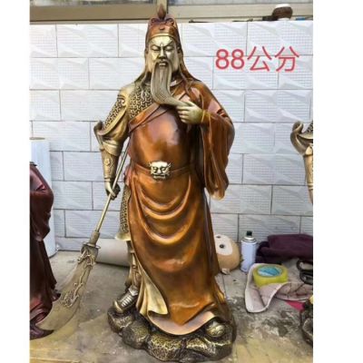 家居供奉大型佛像立式拿刀的武財(cái)神關(guān)公雕塑