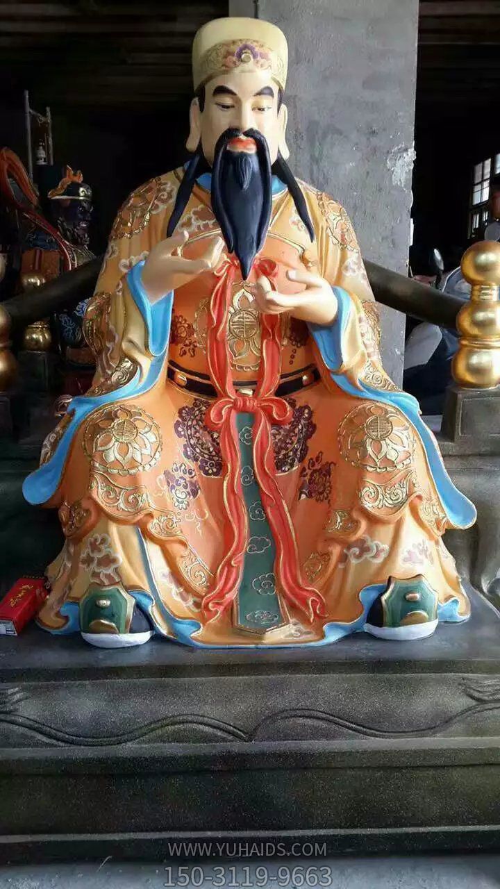 君財(cái)神柴榮銅玻璃鋼彩繪寺廟供奉財(cái)神雕塑