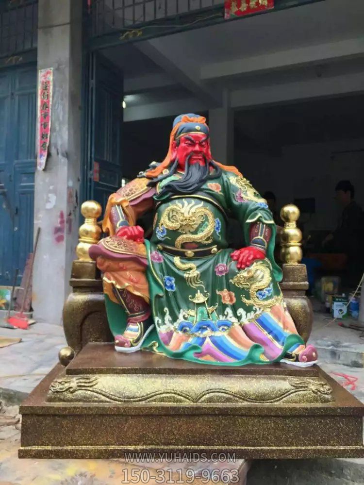 玻璃鋼彩繪武財(cái)神寺廟供奉財(cái)神雕塑