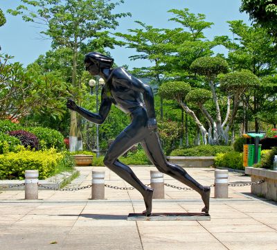 戶外公園跑步運動抽象人物玻璃鋼雕塑