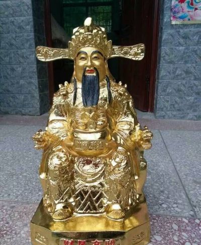 文財(cái)神不銹鋼噴金家居招財(cái)財(cái)神雕塑