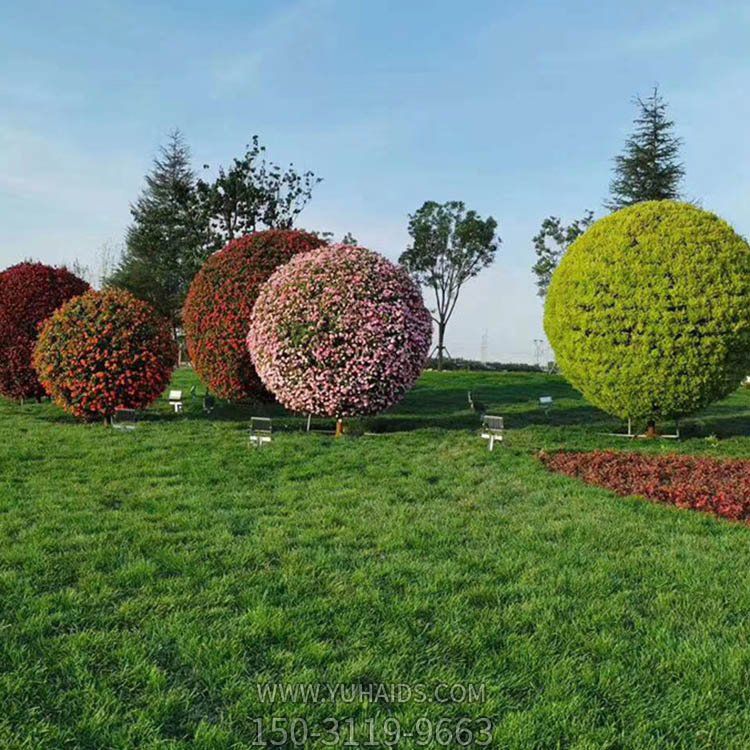 花園大型不銹鋼綠植圓球雕塑