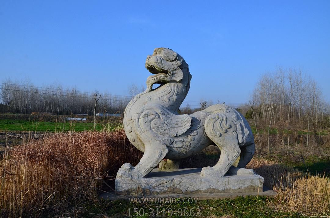 公園擺放的直視的青石石雕創(chuàng)意天祿雕塑