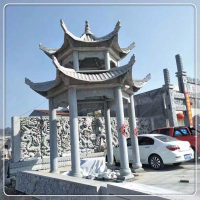 天然大理石雕刻二層仿古建石亭景區(qū)園林雕塑