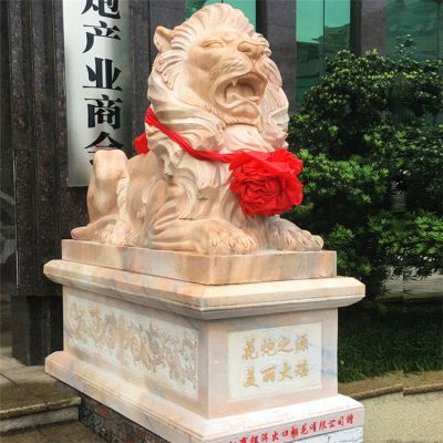 公司酒店門(mén)口石獅 大理石動(dòng)物雕塑 鎮(zhèn)宅辟邪石雕