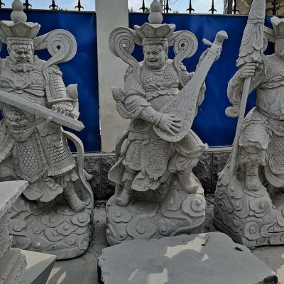 天然青石浮雕寺廟戶(hù)外擺放四大金剛佛像雕塑