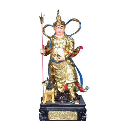 景區(qū)寺廟佛像玻璃鋼噴金烤漆二郎神楊戩