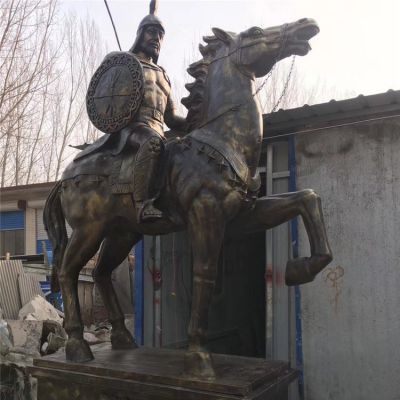 玻璃鋼仿銅將軍騎馬人物雕塑城市廣場(chǎng)景觀雕塑