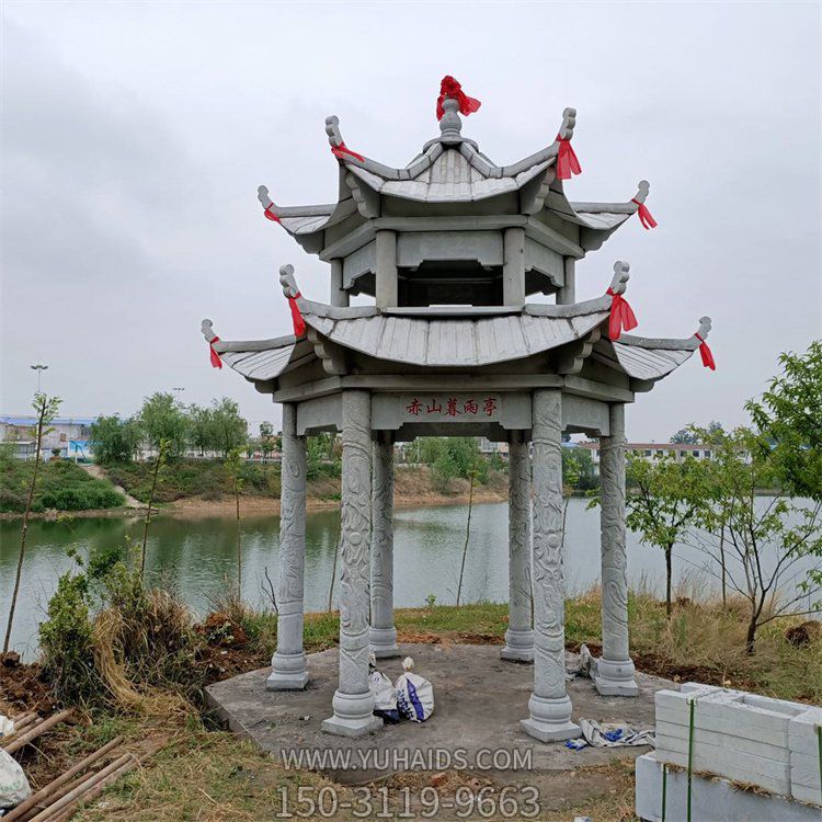 戶外公園大理石石雕戶外園林景觀涼亭雕塑