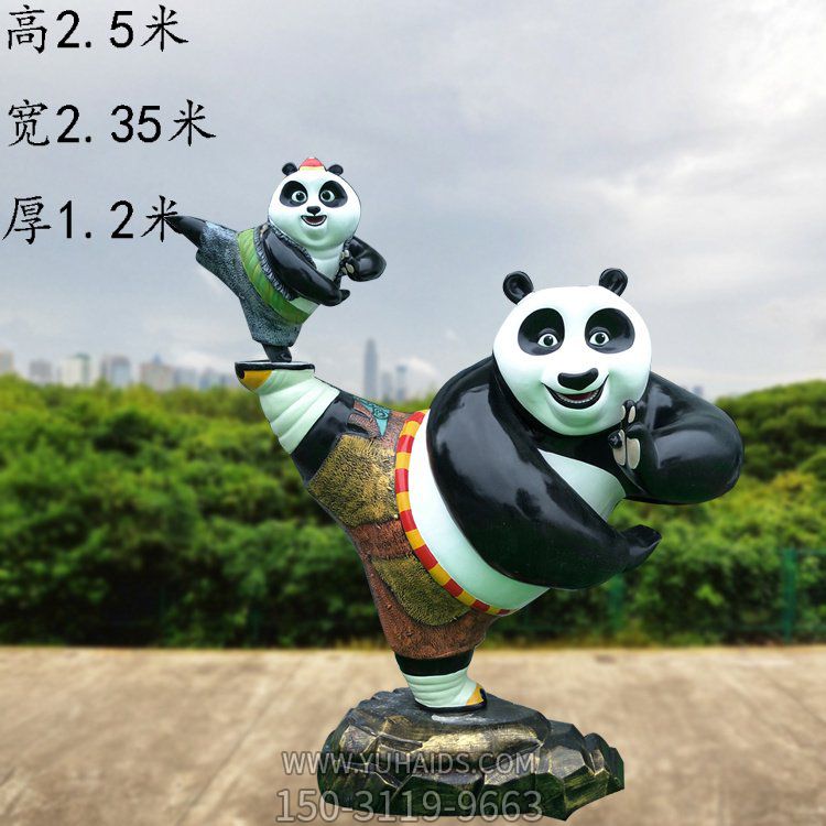 公園游樂(lè)場(chǎng)所主題動(dòng)物展示玻璃鋼熊貓雕塑 創(chuàng)意卡通動(dòng)物造型定制