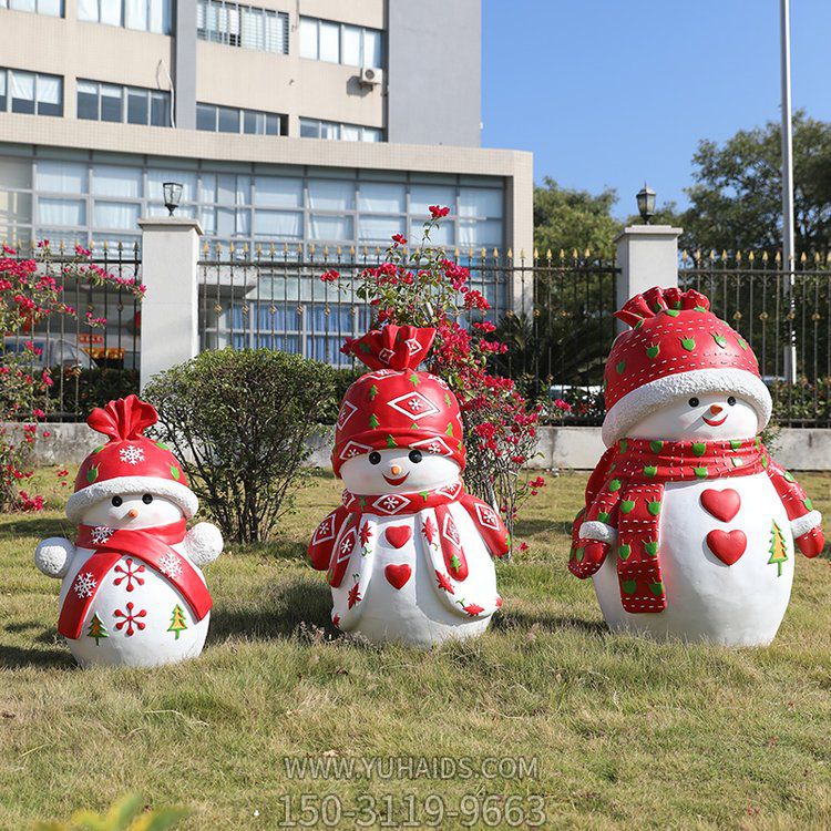 玻璃鋼卡通小雪人雕塑擺件