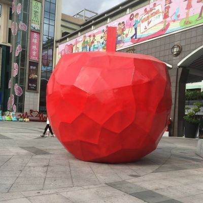 大型玻璃鋼幾何切面蘋(píng)果雕塑城市廣場(chǎng)景觀小品