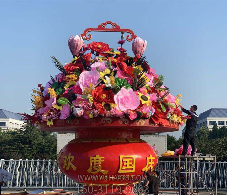 公園廣場(chǎng)創(chuàng)意彩繪鮮花花籃雕塑