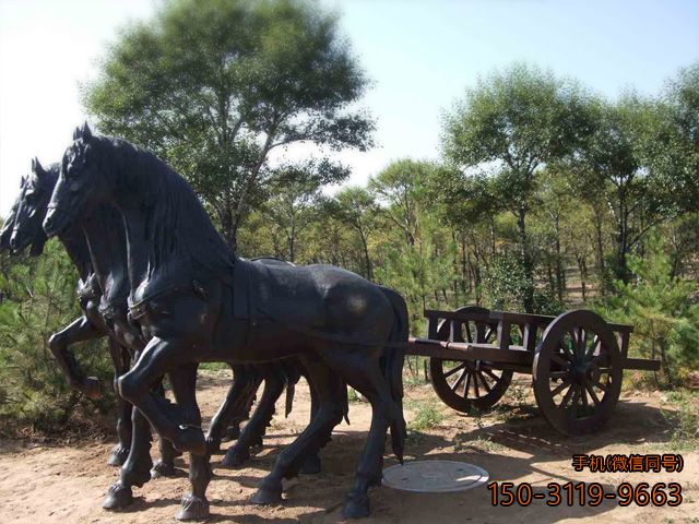 銅雕動(dòng)物景觀雕塑-馬車